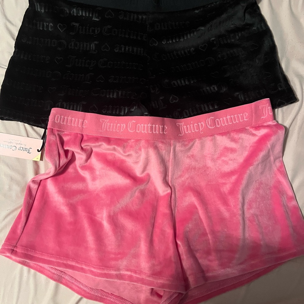 Juicy Couture Pink and Black Velour Shorts